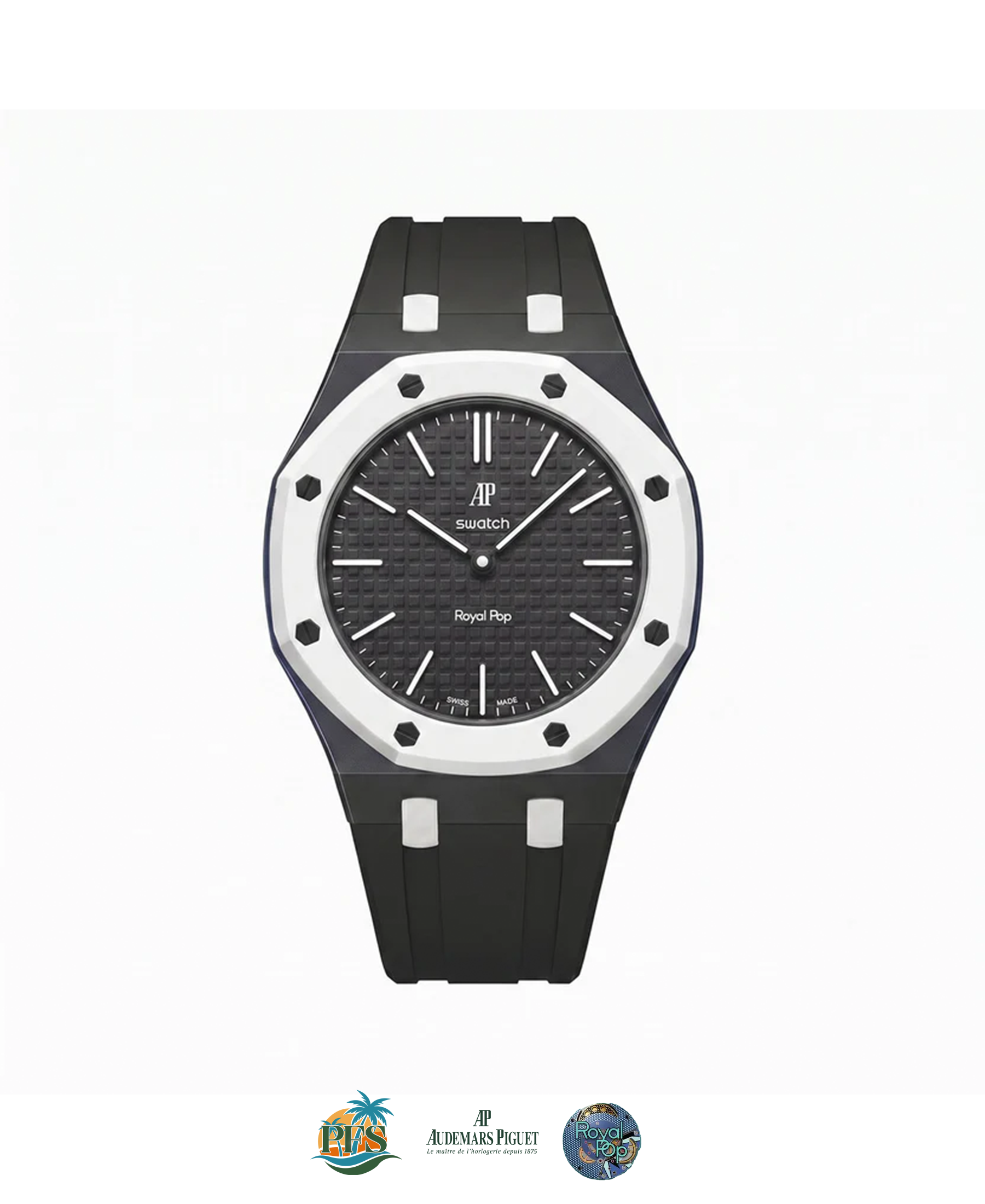 Ocho Negro [Swatch x AP Royal Pop] with Rubber Case-Strap