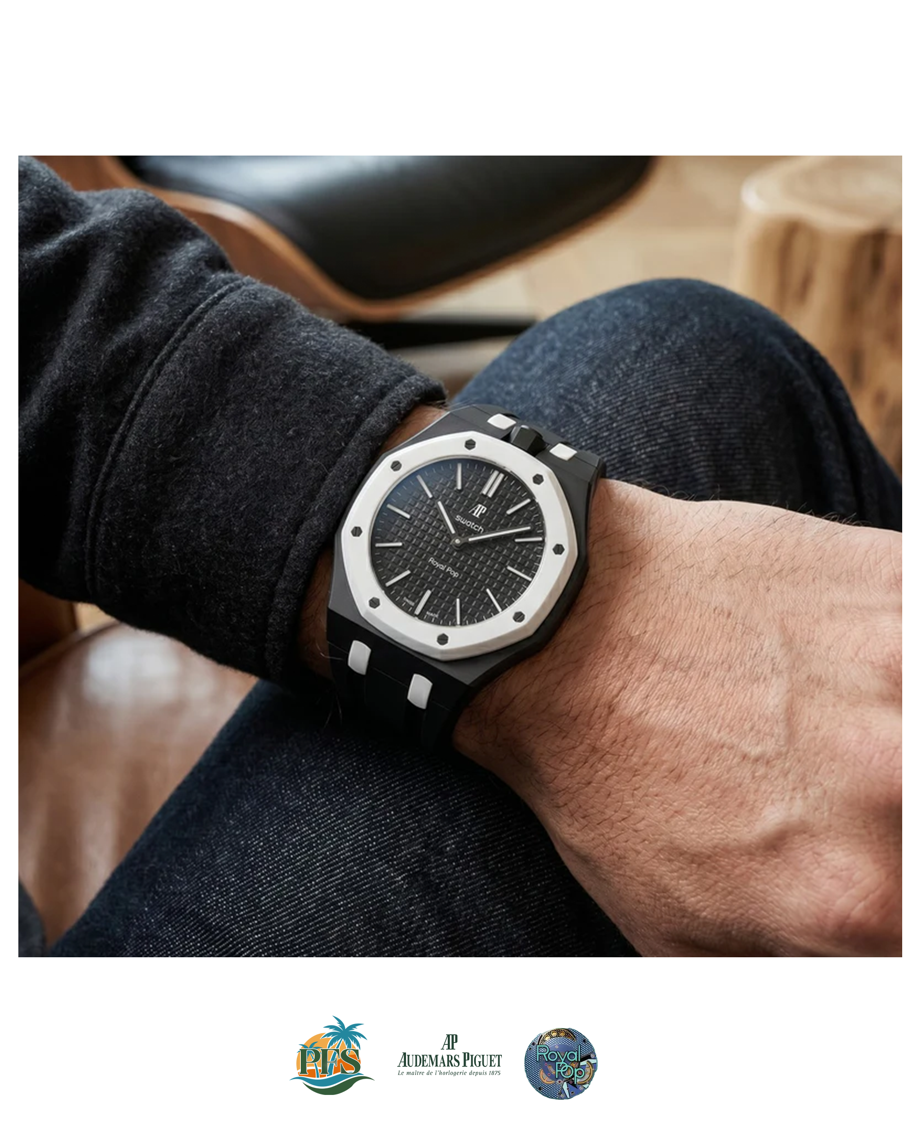 Ocho Negro [Swatch x AP Royal Pop] with Rubber Case-Strap