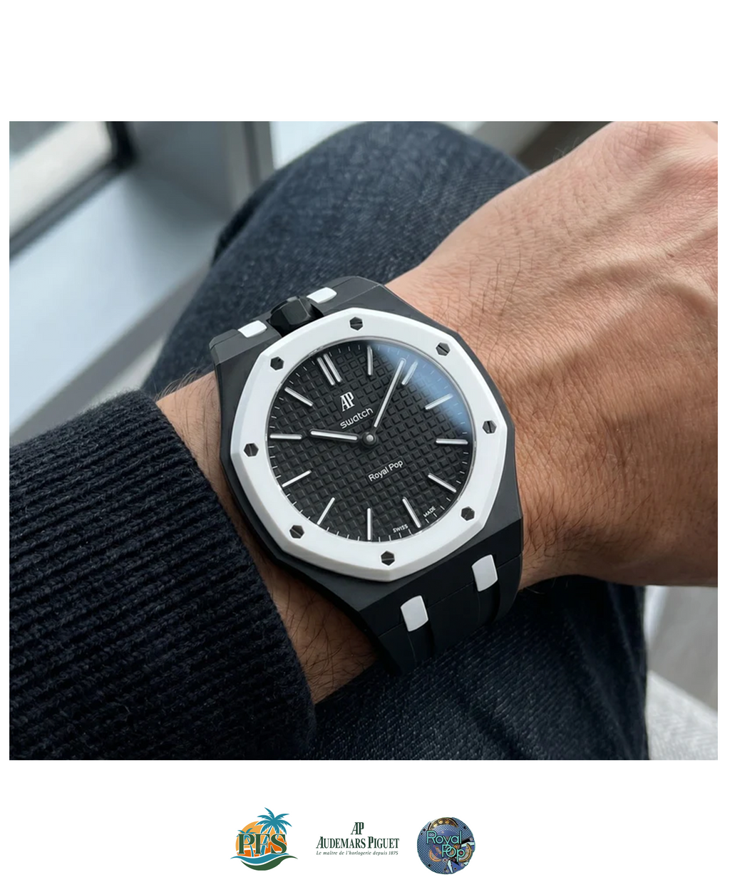 Ocho Negro [Swatch x AP Royal Pop] with Rubber Case-Strap