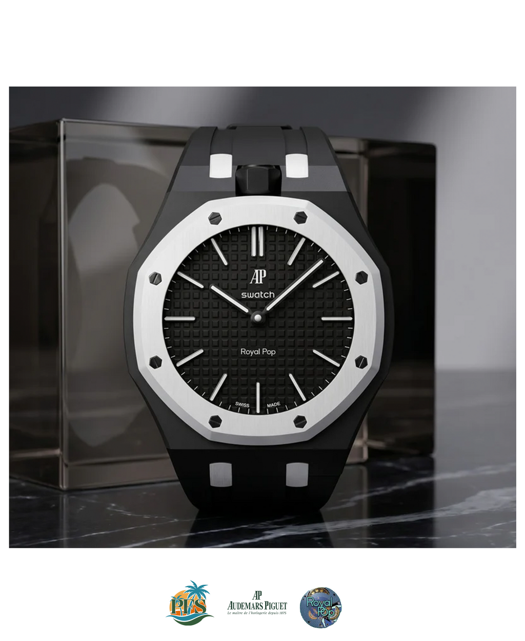 Ocho Negro [Swatch x AP Royal Pop] with Rubber Case-Strap