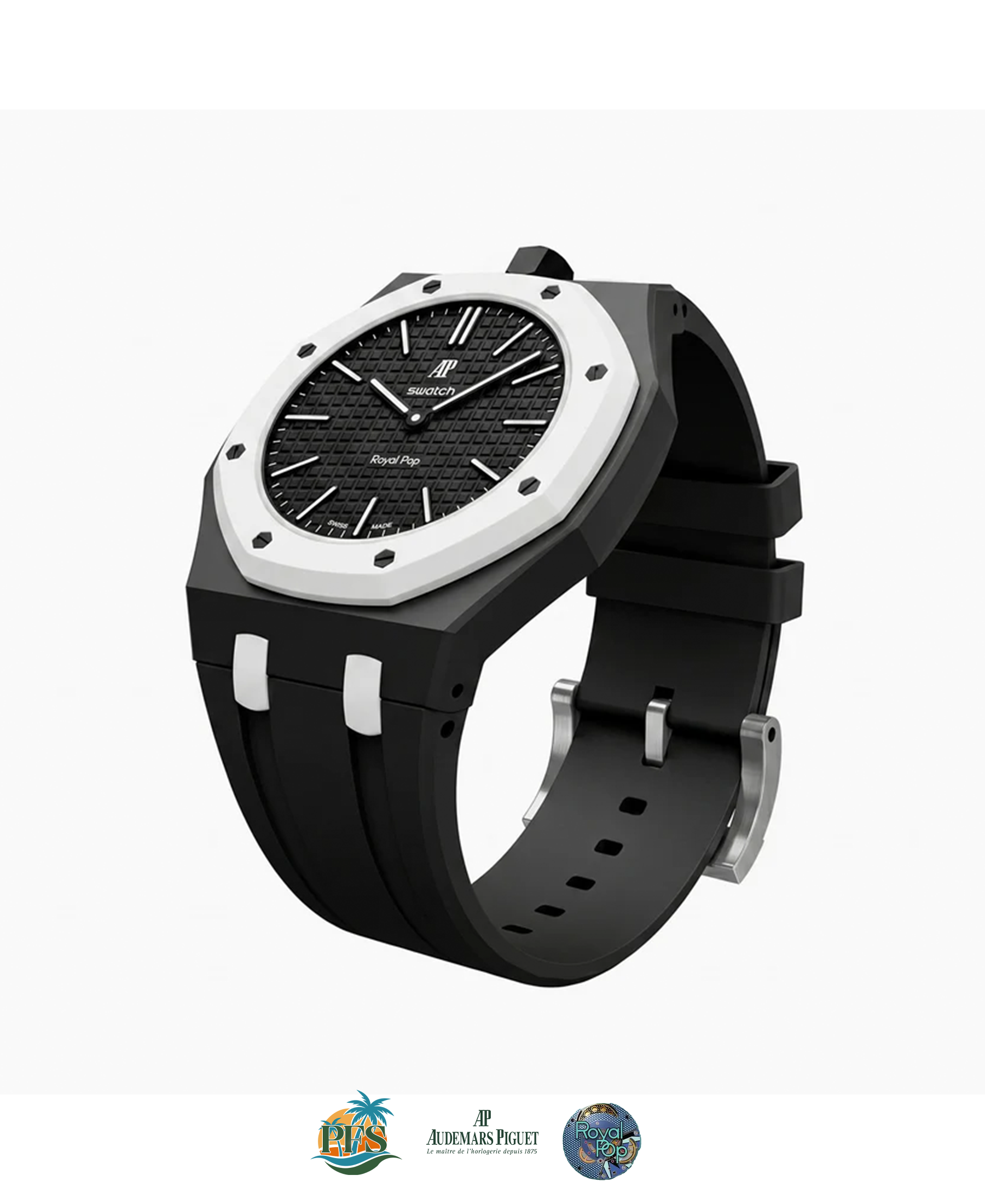 Ocho Negro [Swatch x AP Royal Pop] with Rubber Case-Strap