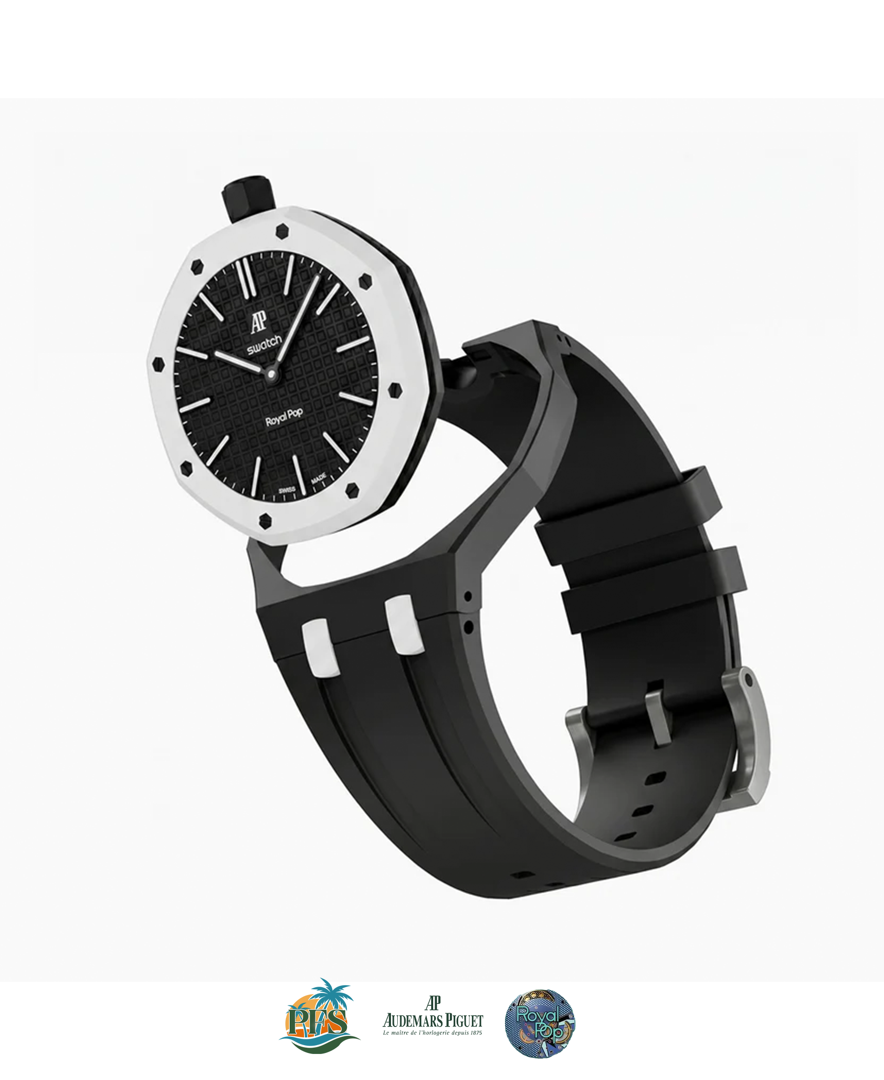 Ocho Negro [Swatch x AP Royal Pop] with Rubber Case-Strap