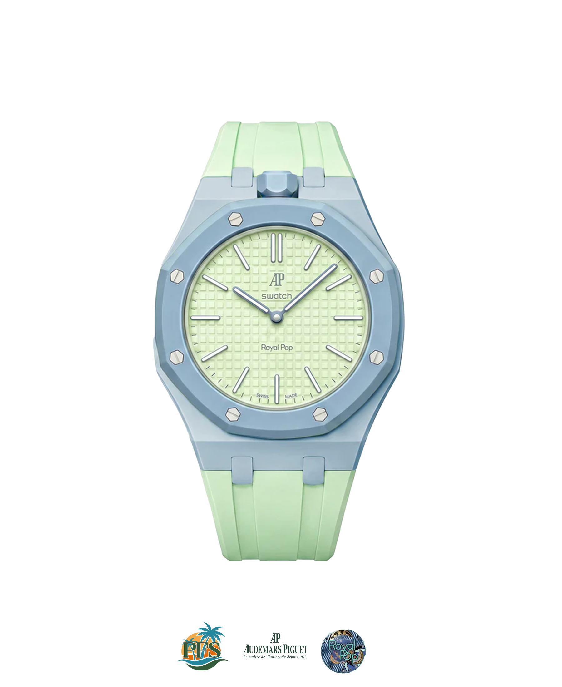 Blaue Acht Swatch x AP Royal Pop with Rubber Case-Strap