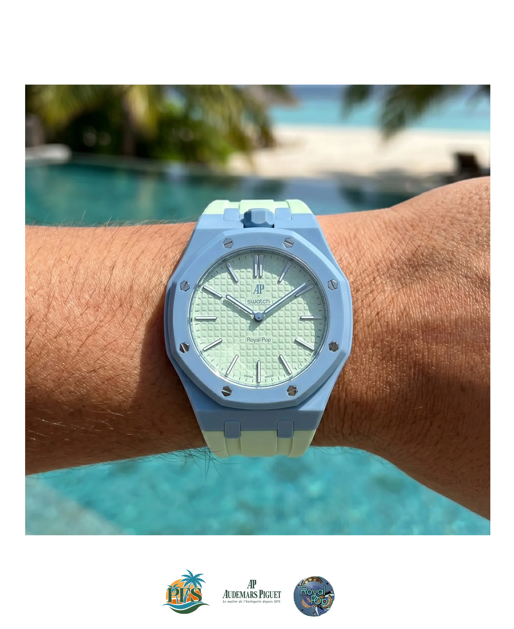 Blaue Acht Swatch x AP Royal Pop with Rubber Case-Strap