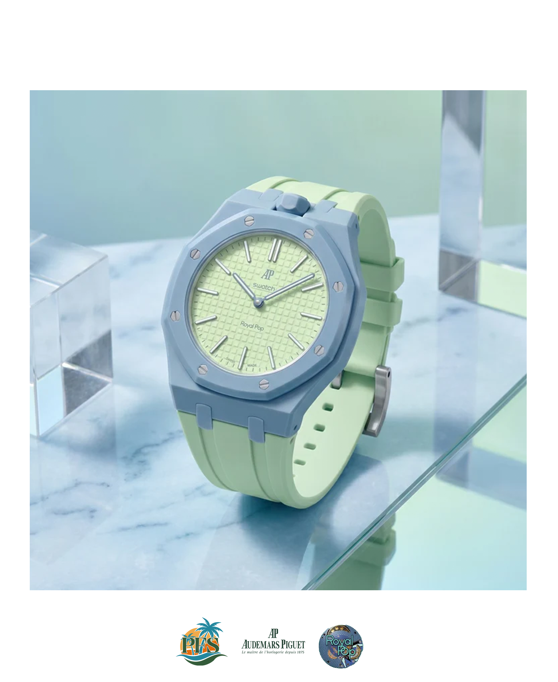 Blaue Acht Swatch x AP Royal Pop with Rubber Case-Strap