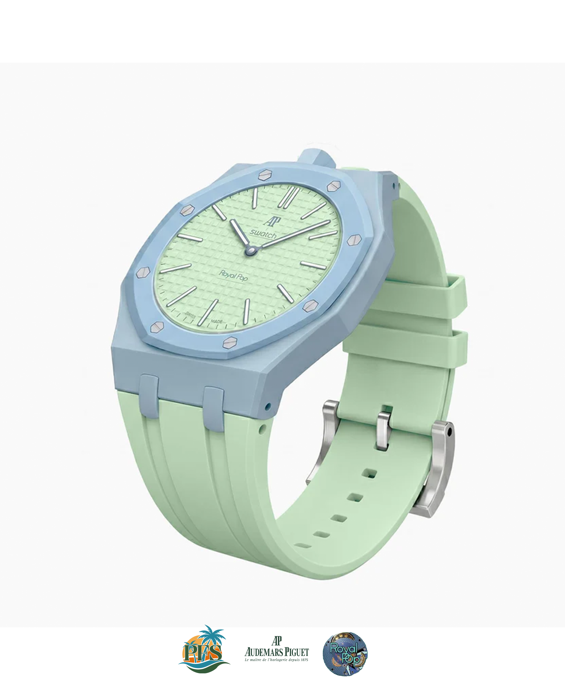 Blaue Acht Swatch x AP Royal Pop with Rubber Case-Strap