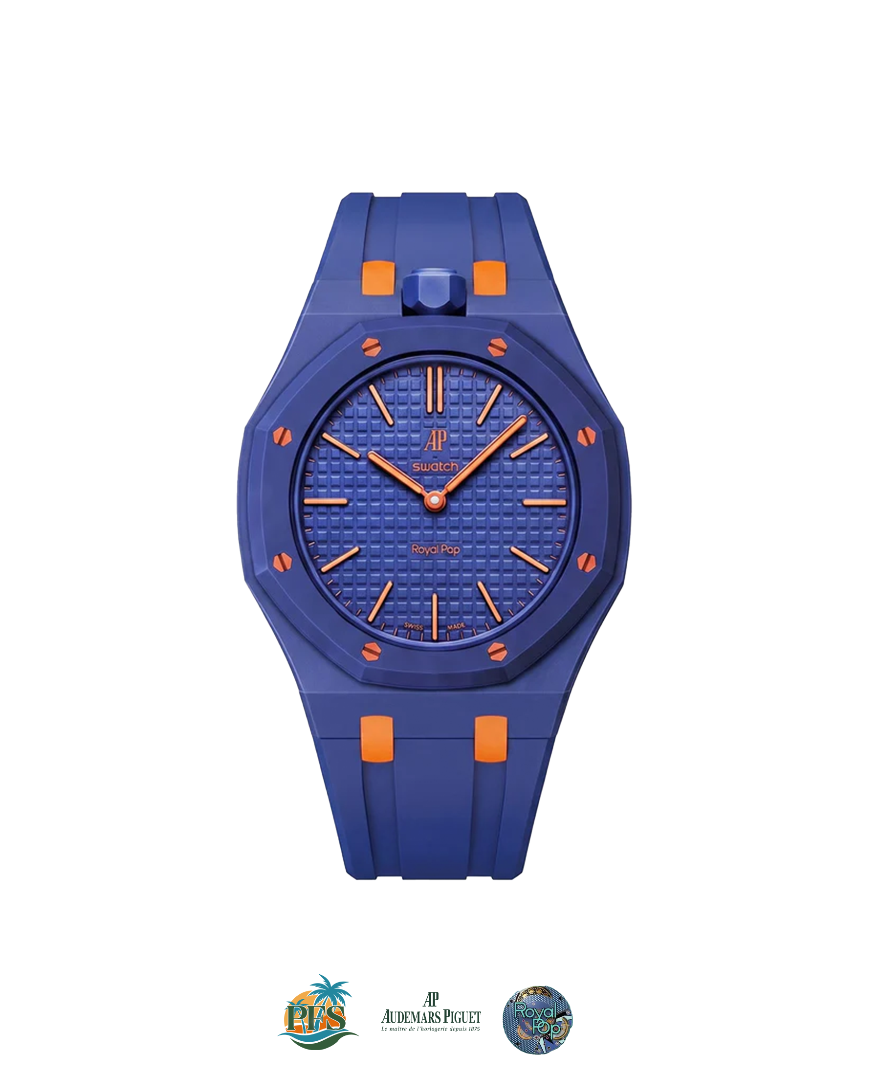 Orenji Hachi Swatch x AP Royal Pop with Rubber Case-Strap
