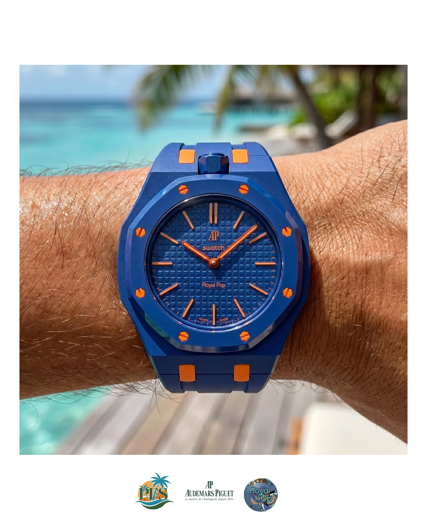 Orenji Hachi Swatch x AP Royal Pop with Rubber Case-Strap