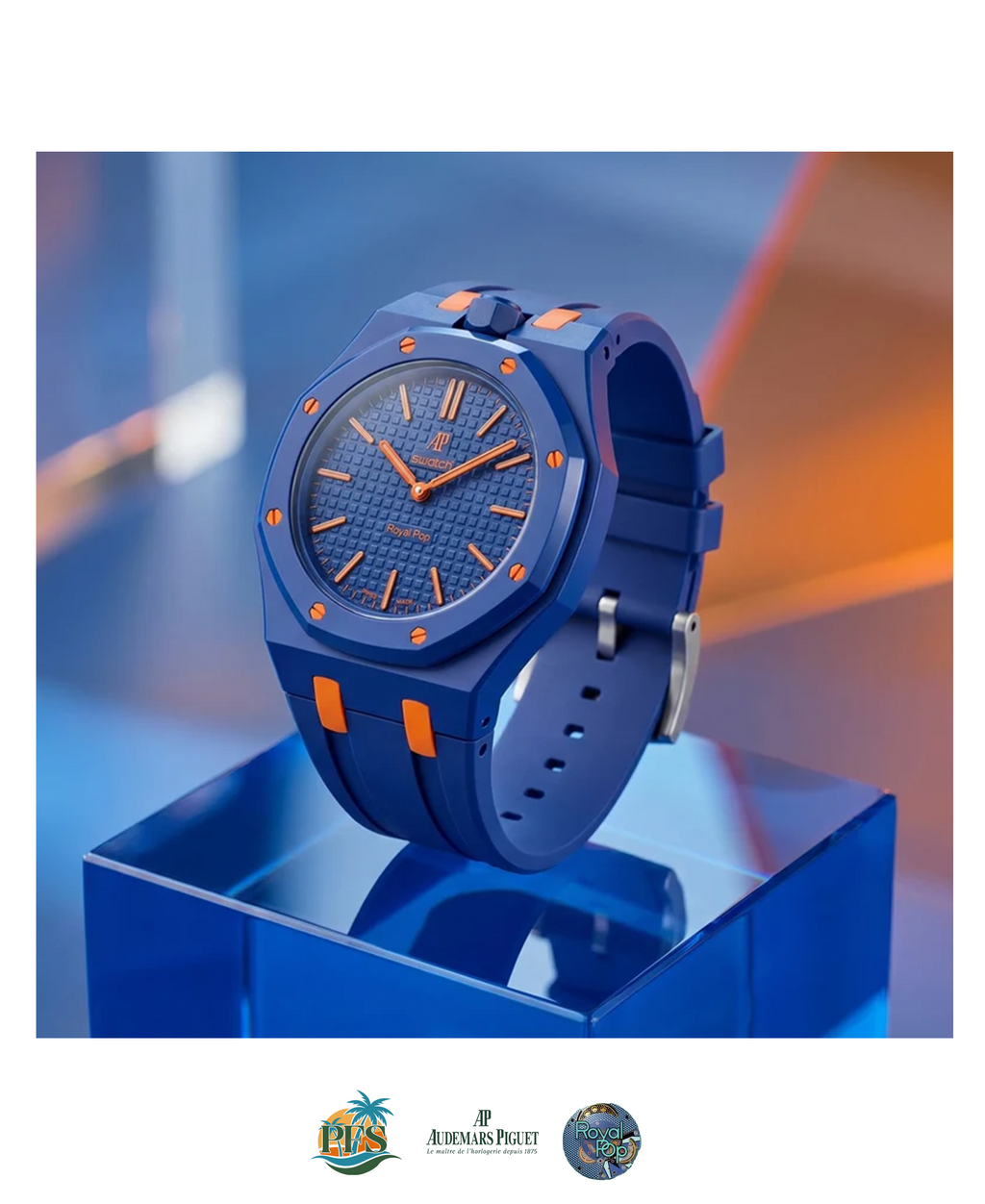 Orenji Hachi Swatch x AP Royal Pop with Rubber Case-Strap