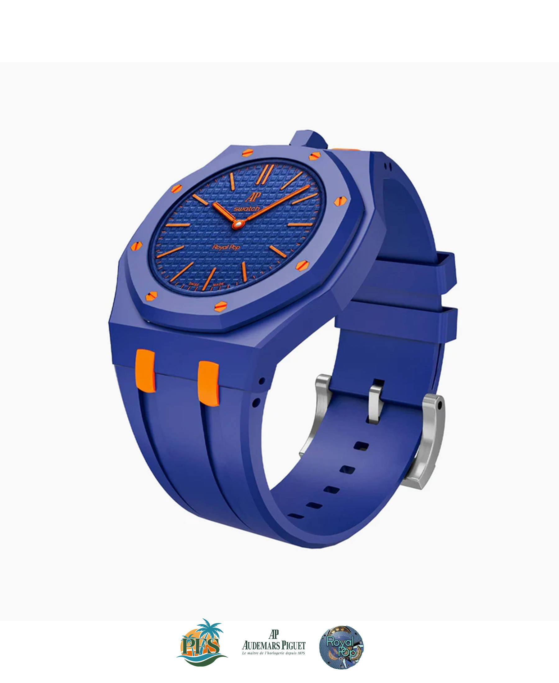 Orenji Hachi Swatch x AP Royal Pop with Rubber Case-Strap