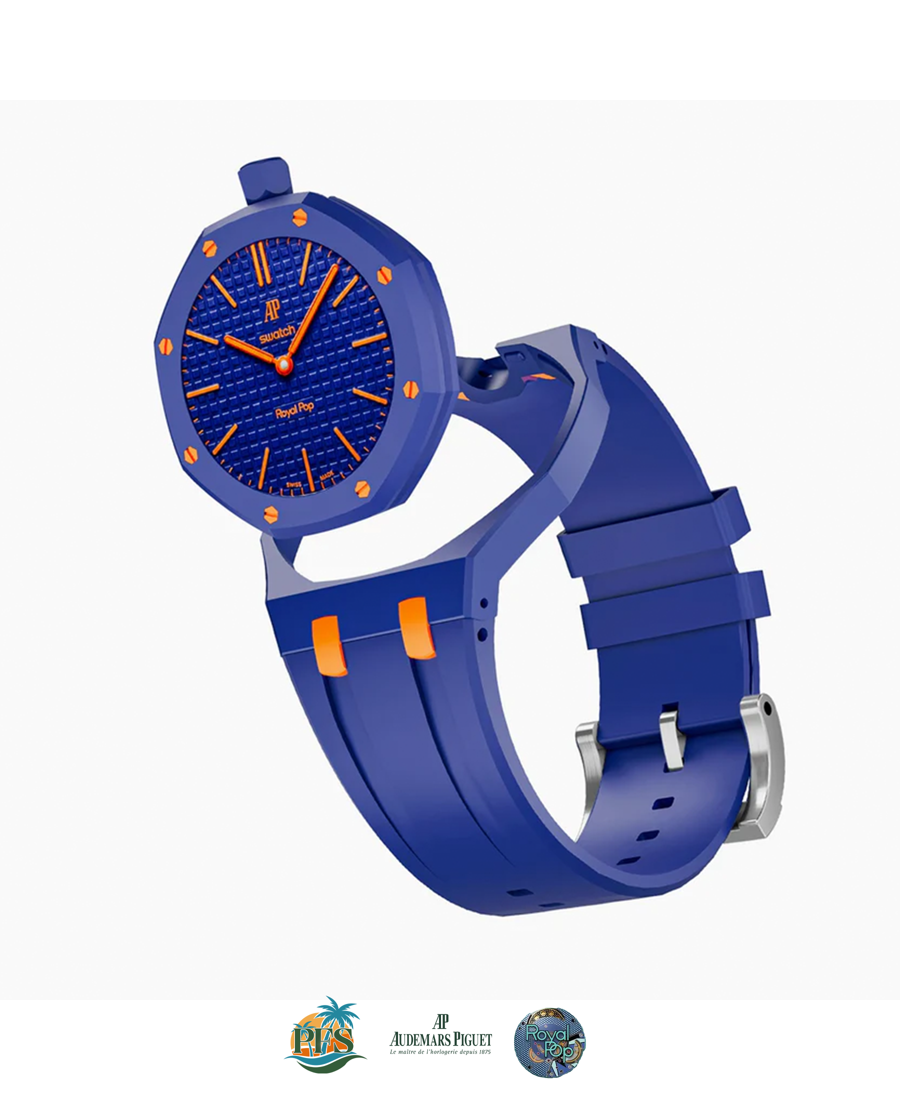 Orenji Hachi Swatch x AP Royal Pop with Rubber Case-Strap