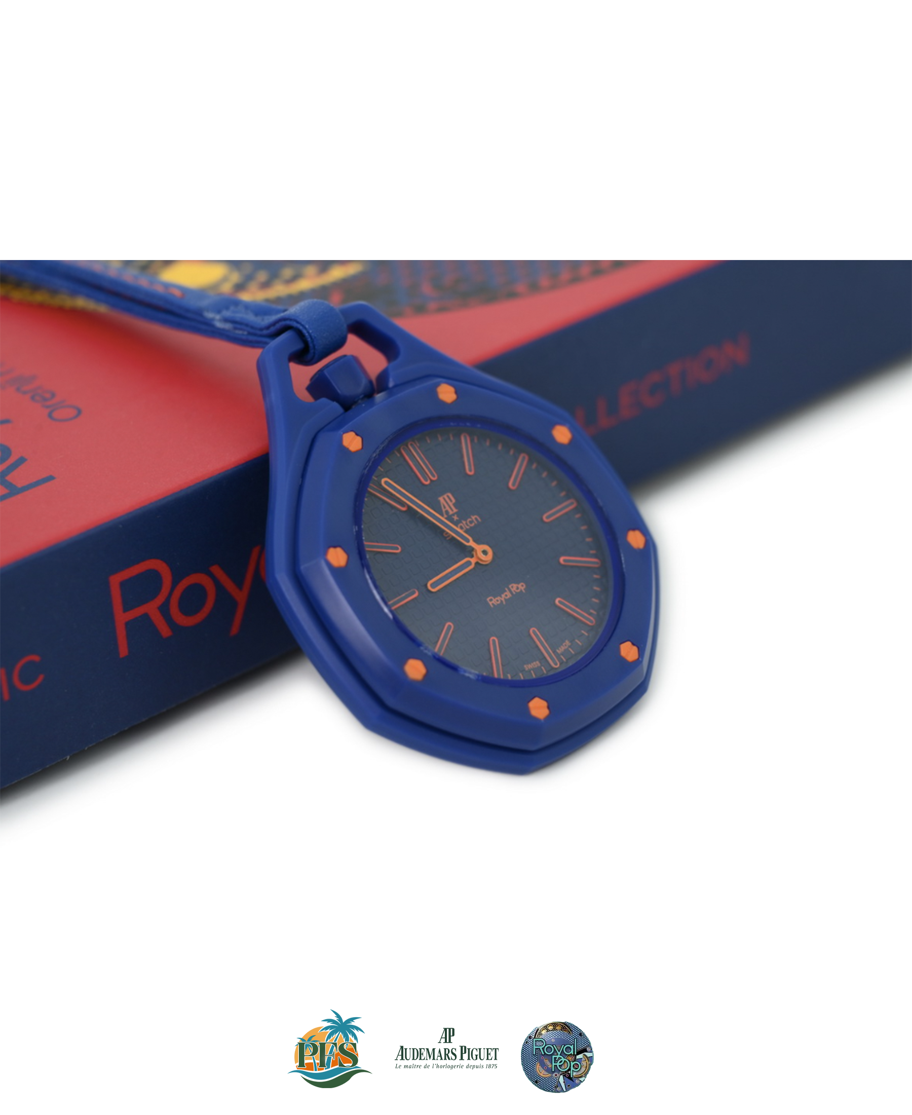 Orenji Hachi Swatch x AP Royal Pop with Rubber Case-Strap