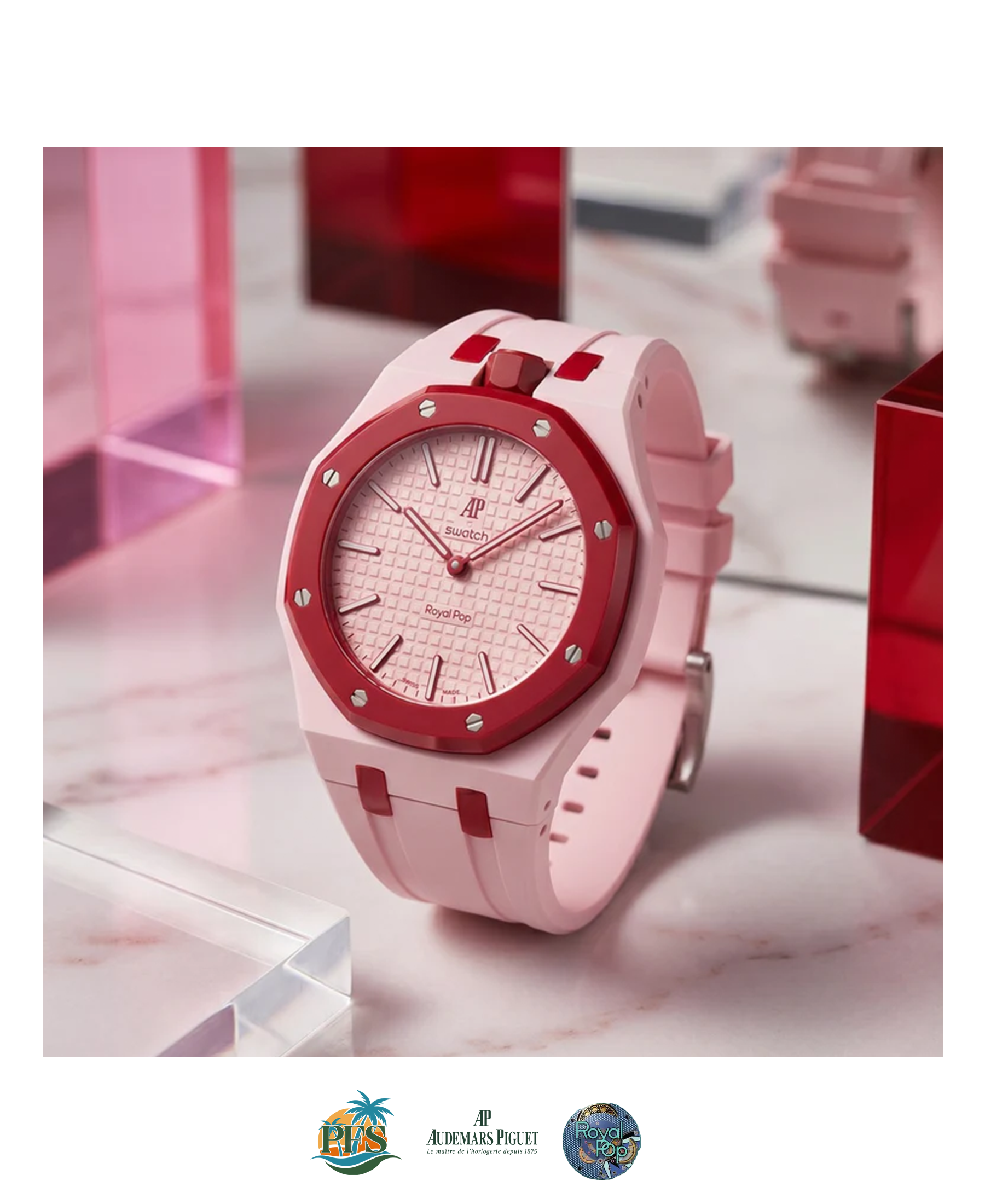 Otto Rosso Swatch x AP Royal Pop with Rubber Case-Strap