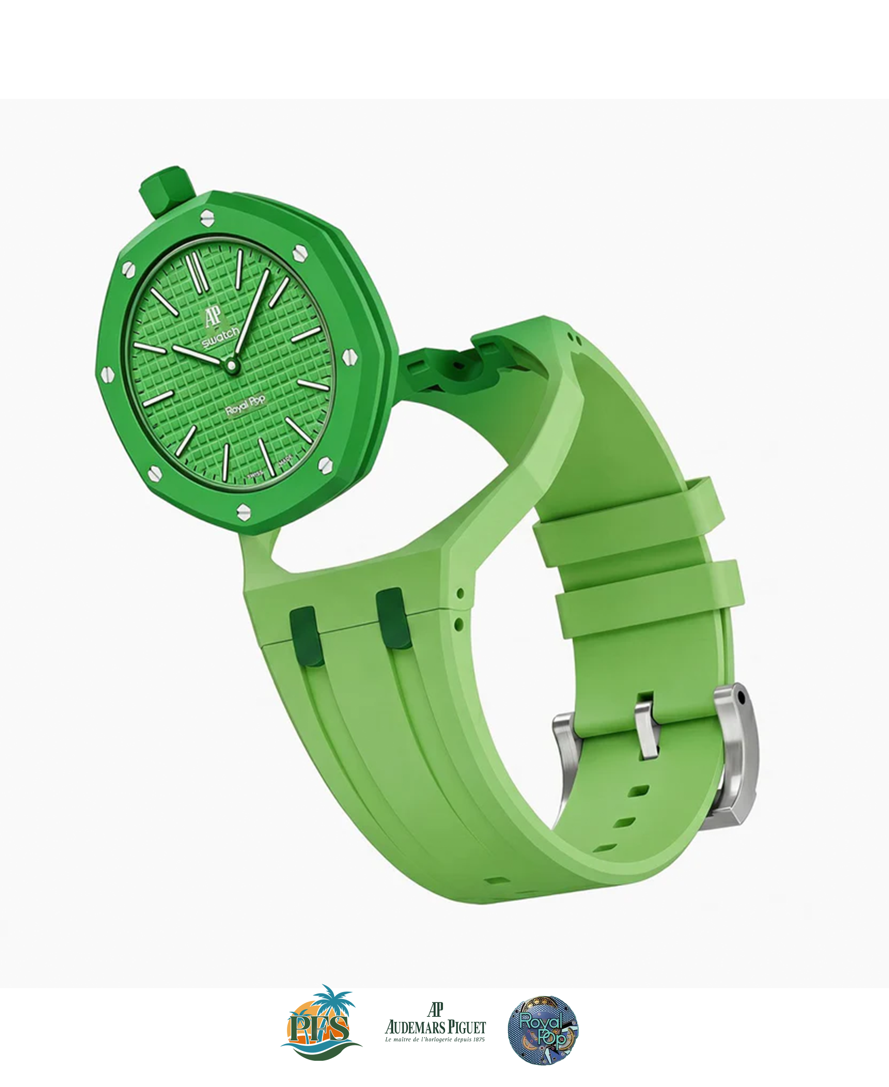 Green Eight Swatch x AP Royal Pop with Rubber Case-Strap