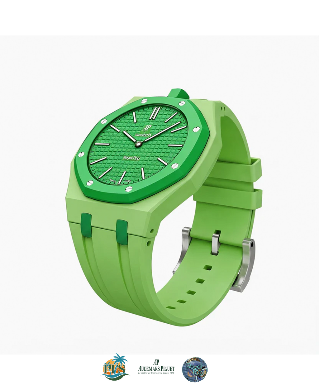 Green Eight Swatch x AP Royal Pop with Rubber Case-Strap