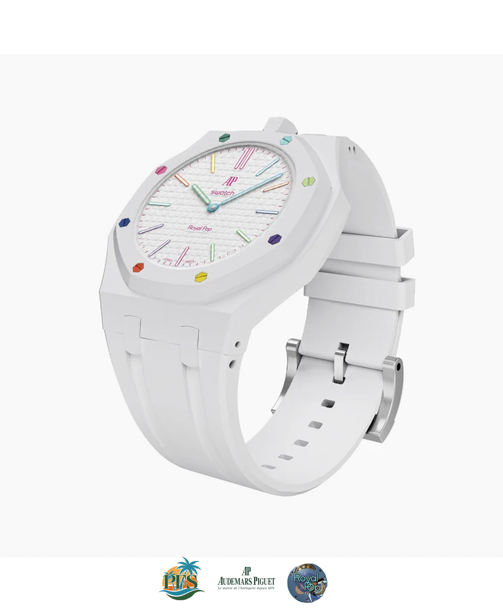 Huit Blanc [Swatch x AP Royal Pop] with Rubber Case-Strap