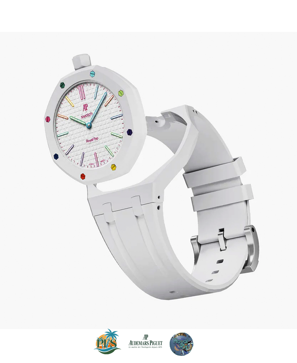 Huit Blanc [Swatch x AP Royal Pop] with Rubber Case-Strap