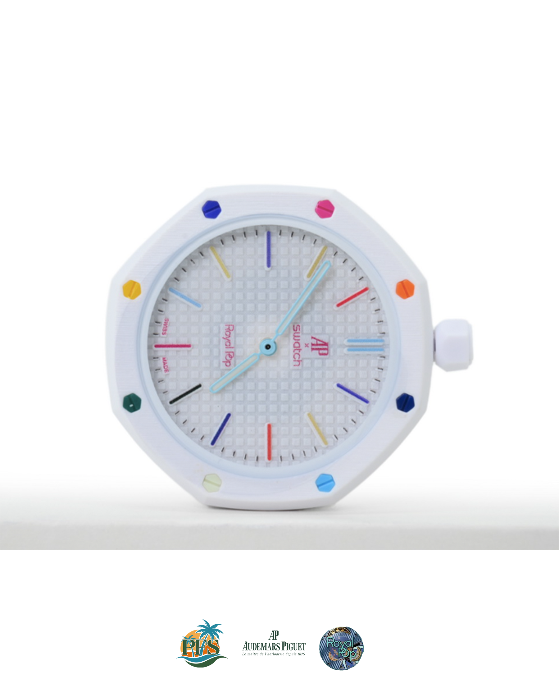 Huit Blanc [Swatch x AP Royal Pop] with Rubber Case-Strap