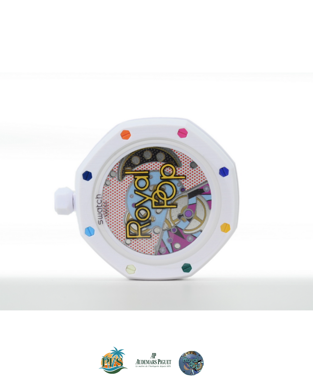 Huit Blanc [Swatch x AP Royal Pop] with Rubber Case-Strap