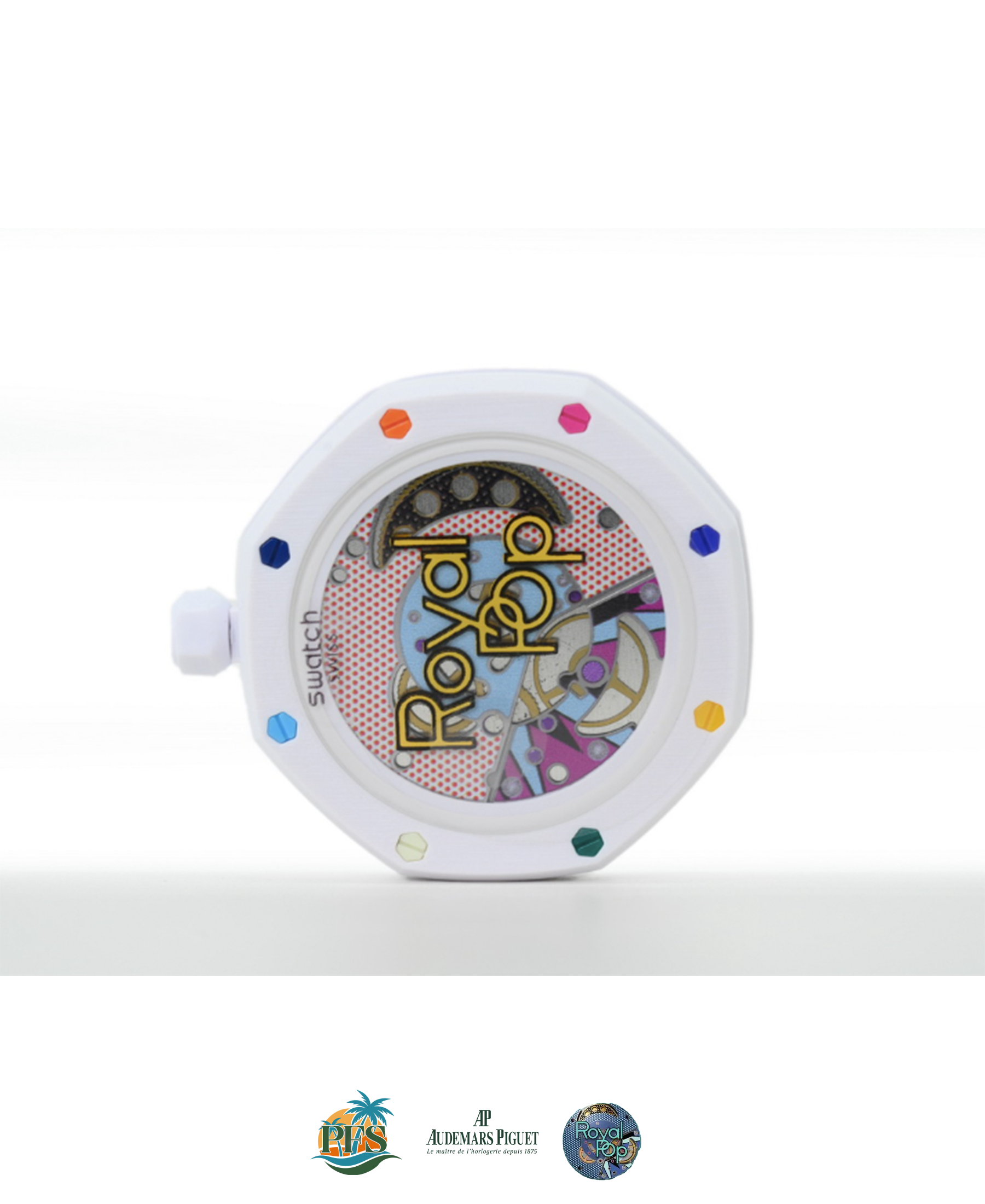 Huit Blanc [Swatch x AP Royal Pop] with Rubber Case-Strap