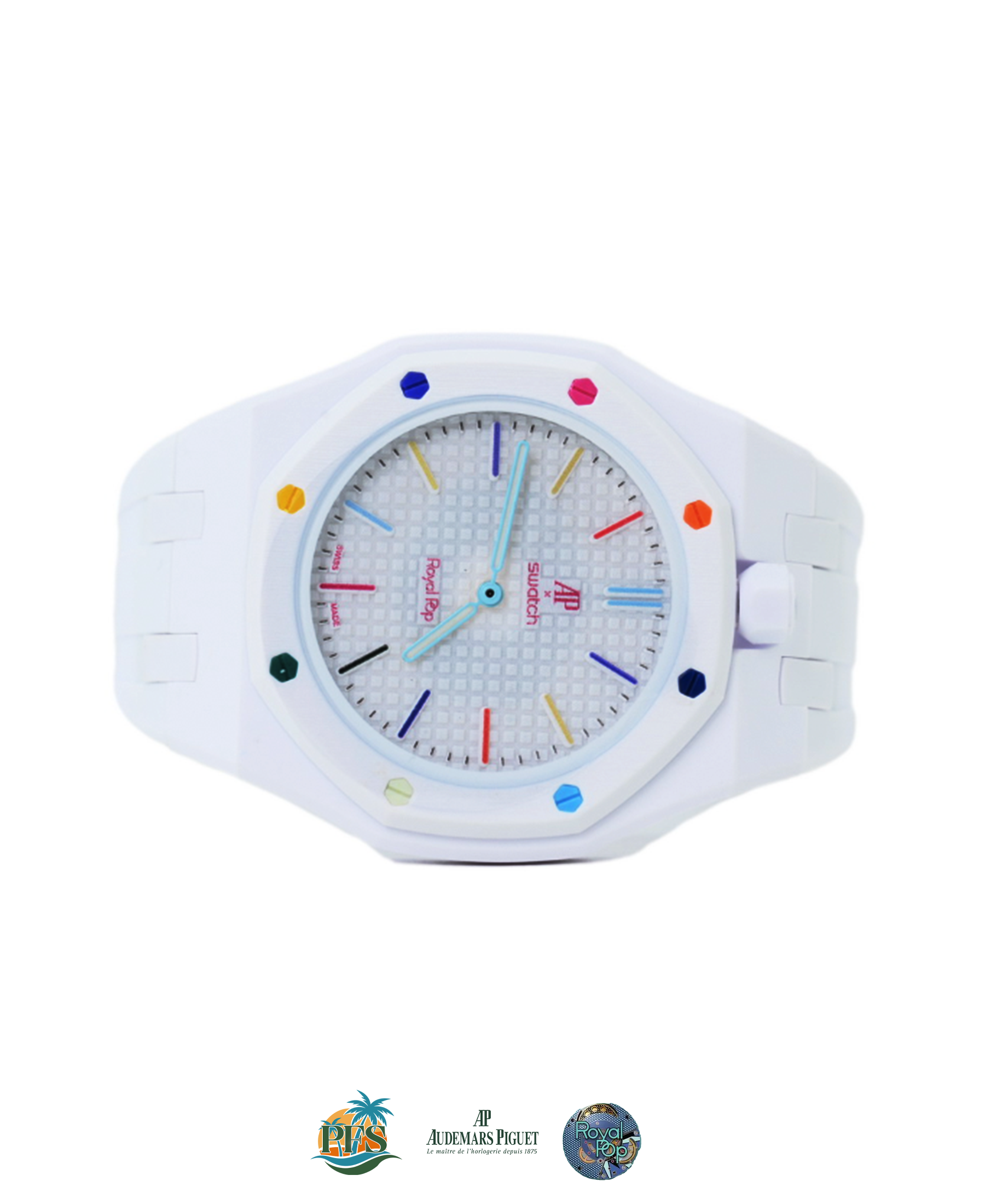 Huit Blanc [Swatch x AP Royal Pop] with Rubber Case-Strap